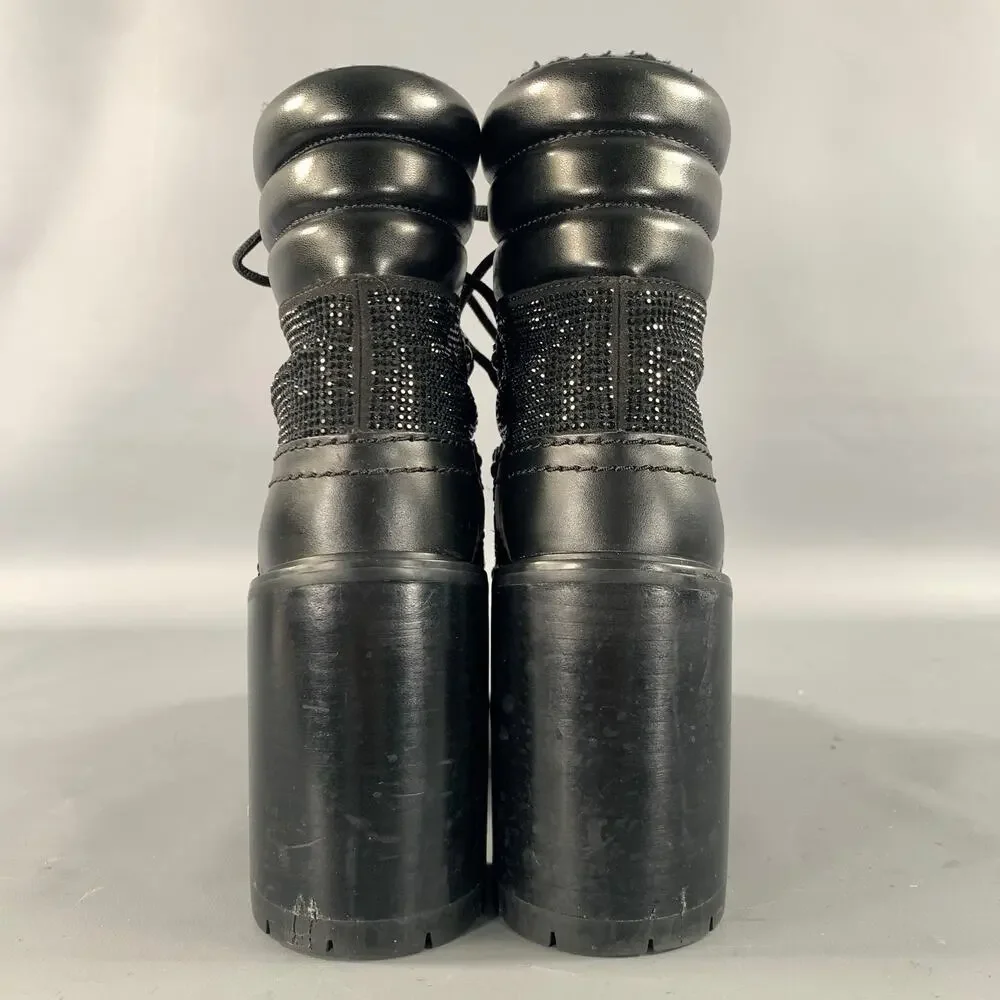 MICHAEL KORS Size 10 Black Rhinestones Lace Up Boots